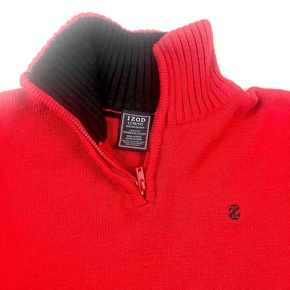 IZOD Quarter Zip Mock Neck Sweater, Size Large EUC - Picture 3 of 6